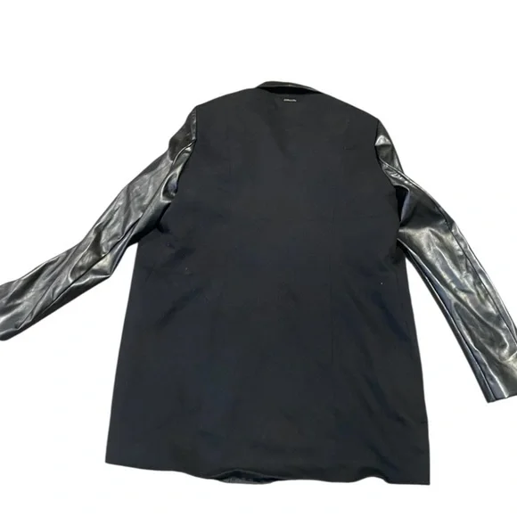 Anne Klein Black Blazer with Leather Sleeves - Picture 4 of 10